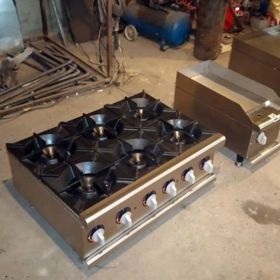 اجاق گاز ۶ شعله صنعتی طرح APW استیل رومیزی